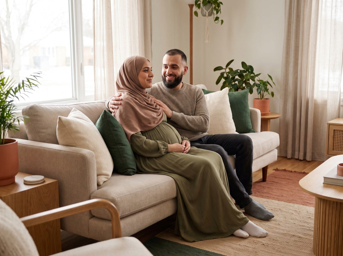 An expecting mother at home