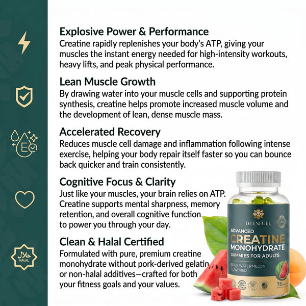 Creatine Sour Watermelon Gummies - 75 Count