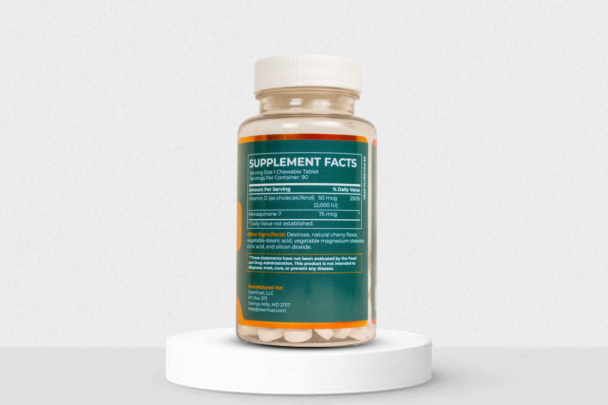 DeenFuel Vitamin D3 K2 supplement facts and ingredients