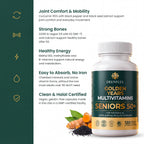 Golden Years benefits: joint comfort, strong bones, healthy energy, easy to absorb, halal certified