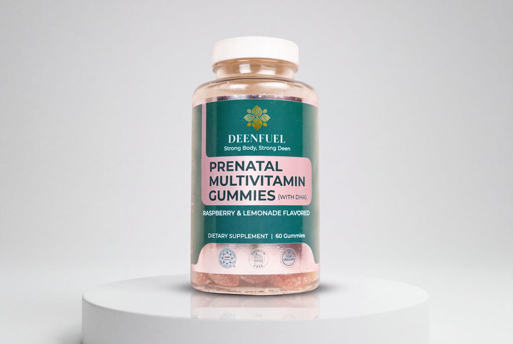 DeenFuel Prenatal Multivitamin Gummies with DHA bottle